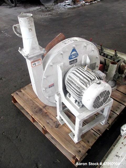 Used Kice Aspirator System, Model 6DT8-4. Approximate 1000 pounds per hour capacity. Includes a 3hp blower, cyclone, and a rotary valve. Serial# 182787, built 2002.