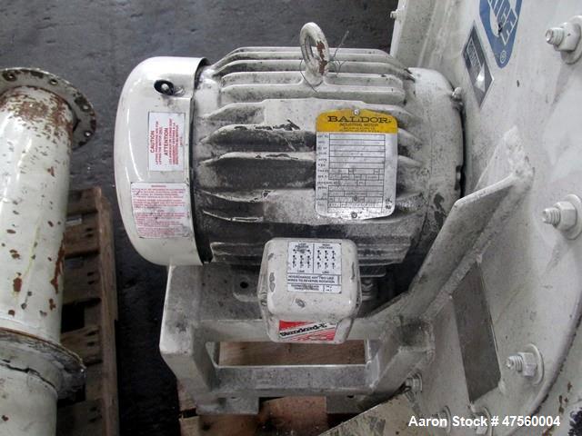 Used Kice Aspirator System, Model 6DT8-4. Approximate 1000 pounds per hour capacity. Includes a 3hp blower, cyclone, and a rotary valve. Serial# 182787, built 2002.
