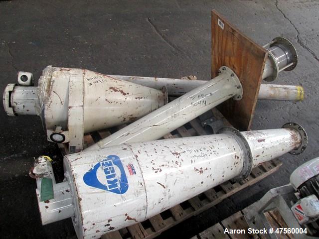 Used Kice Aspirator System, Model 6DT8-4. Approximate 1000 pounds per hour capacity. Includes a 3hp blower, cyclone, and a rotary valve. Serial# 182787, built 2002.