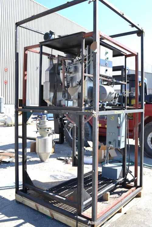 Used Pellertron Kinetic Dedusting System consisting of: (1) Pelletron kinetic deduster, model P10, 301 stainless steel. Rated 1000 pounds an hour ( 500 kg/hr). Primary and secondary air wash decks. T...
