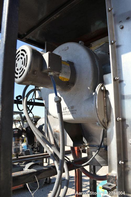 Used Pellertron Kinetic Dedusting System consisting of: (1) Pelletron kinetic deduster, model P10, 301 stainless steel. Rated 1000 pounds an hour ( 500 kg/hr). Primary and secondary air wash decks. T...