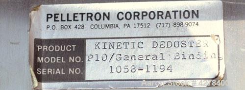 Used Pellertron Kinetic Dedusting System consisting of: (1) Pelletron kinetic deduster, model P10, 301 stainless steel. Rated 1000 pounds an hour ( 500 kg/hr). Primary and secondary air wash decks. T...
