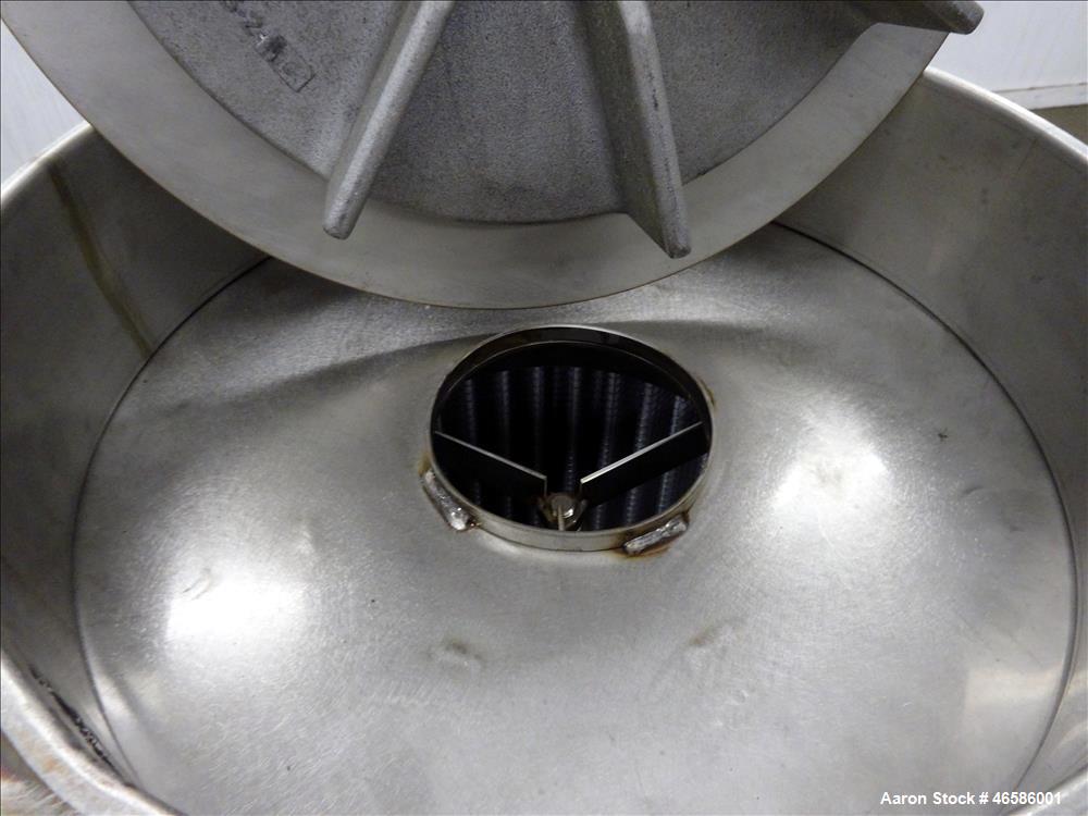 Used Pelletron Dedusting System, Model P1, 304 Stainless Steel. Rated up to 150 pounds per hour, bulk density 32-36 pounds per cubic foot. Removes dust particles 1.6 to 500 microns, streamers less th...