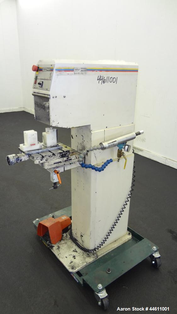 Used Tampo Print Pad Printer, Model Hermetic 61. Single cycle, approximately 1300-1400 per hour. Ink doctoring cup 60 mm, cliché size 70 mm x 140 mm, maximum print image size 55 mm. Includes foot ped...