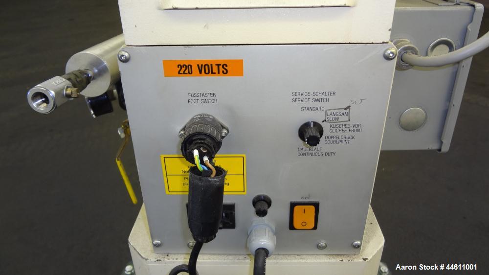 Used Tampo Print Pad Printer, Model Hermetic 61. Single cycle, approximately 1300-1400 per hour. Ink doctoring cup 60 mm, cliché size 70 mm x 140 mm, maximum print image size 55 mm. Includes foot ped...