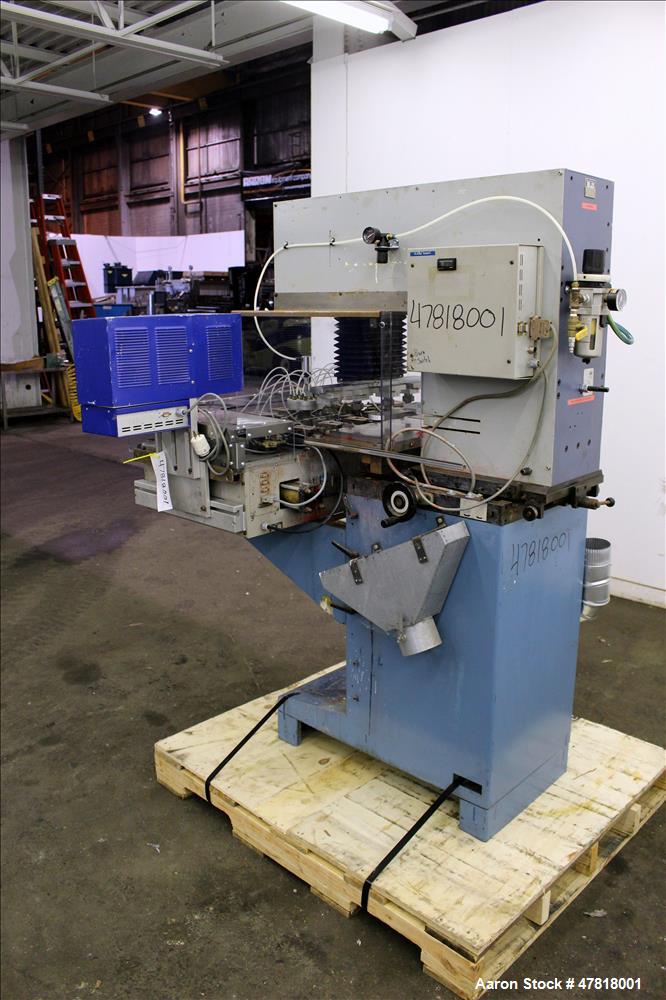 Used Teca-Print Pad Printing Machine, Model TC 500. Maximum print 130mm diameter, print capacity approximate 1300 prints per hour single color, 900 prints per hour multi-color. Maximum pad vertical s...