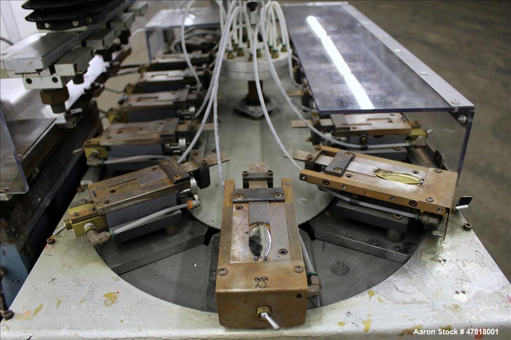 Used Teca-Print Pad Printing Machine, Model TC 500. Maximum print 130mm diameter, print capacity approximate 1300 prints per hour single color, 900 prints per hour multi-color. Maximum pad vertical s...
