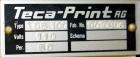Used Teca-Print Pad Printing Machine, Model TC 500. Maximum print 130mm diameter, print capacity approximate 1300 prints per hour single color, 900 prints per hour multi-color. Maximum pad vertical s...