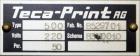 Used Teca-Print Pad Printing Machine, Model TC 500. Maximum print 130mm diameter, print capacity approximate 1300 prints per hour single color, 900 prints per hour multi-color. Maximum pad vertical s...