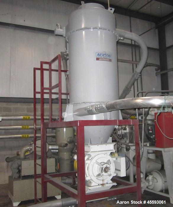 Used Main Silo weight control system consisting of: Hopper, Mettler Toledo model partner plus digital read-out controller, roller top conveyor, KM model system 2020 controller system, Nucon system, b...