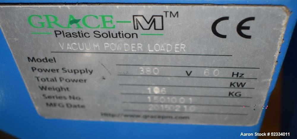Used Grace-M Plastic Solution Stainless Steel Vacuum Loading Hopper. With mounting frame. Series# 1501001, built 2015.