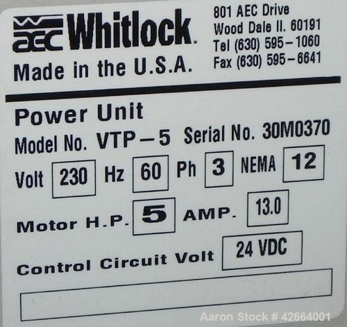 Used AEC Whitlock Vacuum Loading System, Model VTP-5