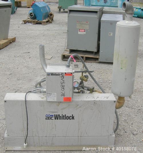 Used AEC Whitlock Vacuum Loader, Model VTP5. (1) Vertical blower, approximate 2 1/2" NPT inlet/outlet. Driven by a 5 hp, 3/60/208-230/460 volt, 1750 rpm motor. Includes silencer. Base mounted.