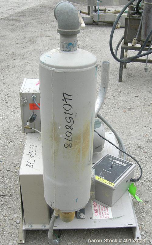 Used AEC Whitlock Vacuum Loader, Model VTP5. (1) Vertical blower, approximate 2 1/2" NPT inlet/outlet. Driven by a 5 hp, 3/60/208-230/460 volt, 1750 rpm motor. Includes silencer. Base mounted.