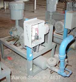 USED: Compressor Engineering vacuum conveying system consisting of (1) Roots horizontal rotary positive displacement blower, model33URAI-J. Max approximate 197 cfm at 3600 rpm, 2" NPT inlet/outlet, d...