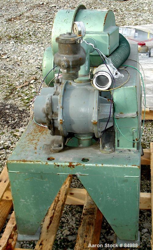 USED: Conair vacuum conveying system, carbon steel, consisting of: (1) Roots rotary positive displacement blower, model 45URAI. Approx capacity 300 cfm. 3" NPT inlet/outlet. Driven by a 7-1/2 hp, 3/6...