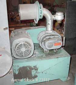 USED: Conair vacuum conveying system consisting of: 1 Sutorbiltrotary positive displacement blower, model 5M-D, 298 cfm at 1760 rpm,.210 displacement cu ft revolution, 4" inlet/outlet, driven by a 15...