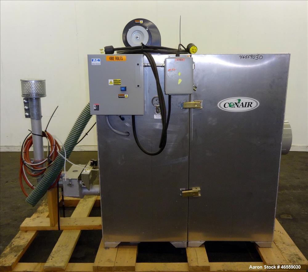 Used Conair Central Vacuum Pump, Model PD. 201.1 CFM. (1) Roots rotary lobe blower, model 56 J RB CONAIR BLK, serial# 0902984720. Driven by a 15hp, 3/60/230/460 volt, 1750 rpm motor. Includes sound e...