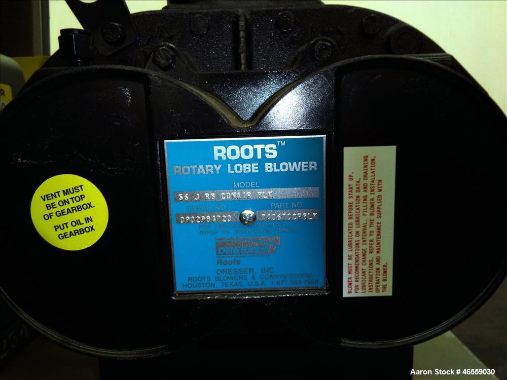 Used Conair Central Vacuum Pump, Model PD. 201.1 CFM. (1) Roots rotary lobe blower, model 56 J RB CONAIR BLK, serial# 0902984720. Driven by a 15hp, 3/60/230/460 volt, 1750 rpm motor. Includes sound e...