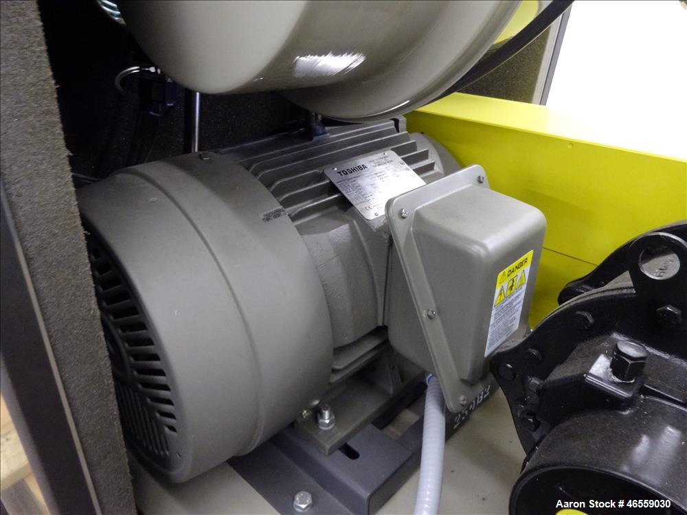 Used Conair Central Vacuum Pump, Model PD. 201.1 CFM. (1) Roots rotary lobe blower, model 56 J RB CONAIR BLK, serial# 0902984720. Driven by a 15hp, 3/60/230/460 volt, 1750 rpm motor. Includes sound e...