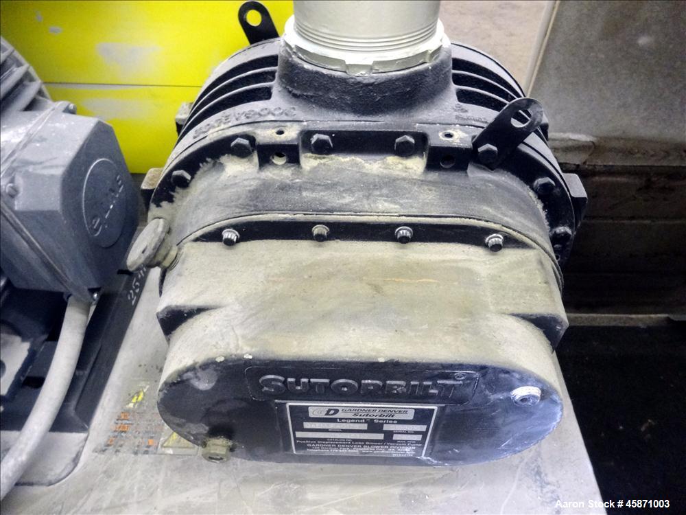 Used Conair Vacuum Loading System Consisting Of: (1) Gardner Denver 5MQ Positive Displacement Blower, Model GAEMJPA0178, Serial# S188816. Approximate 521 CFM at 2850 rpm at 7 PSIG.  Driven by a 10hp,...