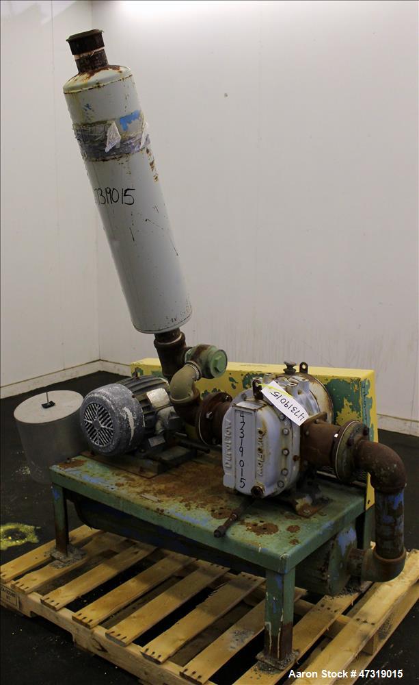 Used Duroflow/Gardner Dever Vacuum Loading System. Consisting of (1) Duroflow positive displacement blower, model 4504VT, 403 CFM, serial# 298070. Driven by a 10hp, 3/60/550 Volt, 3495 rpm motor. (1)...