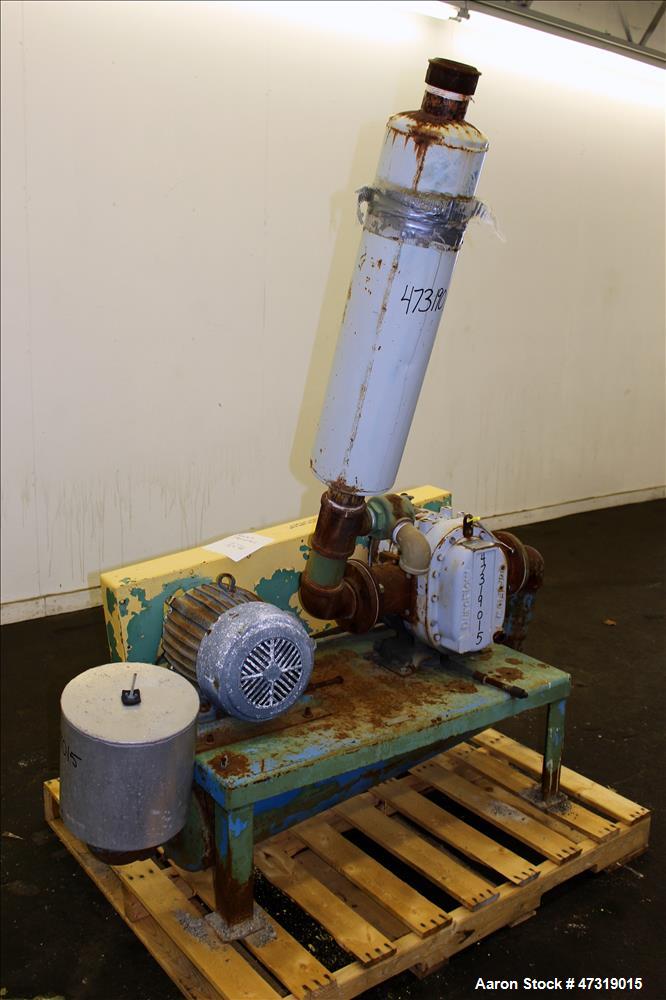 Used Duroflow/Gardner Dever Vacuum Loading System. Consisting of (1) Duroflow positive displacement blower, model 4504VT, 403 CFM, serial# 298070. Driven by a 10hp, 3/60/550 Volt, 3495 rpm motor. (1)...