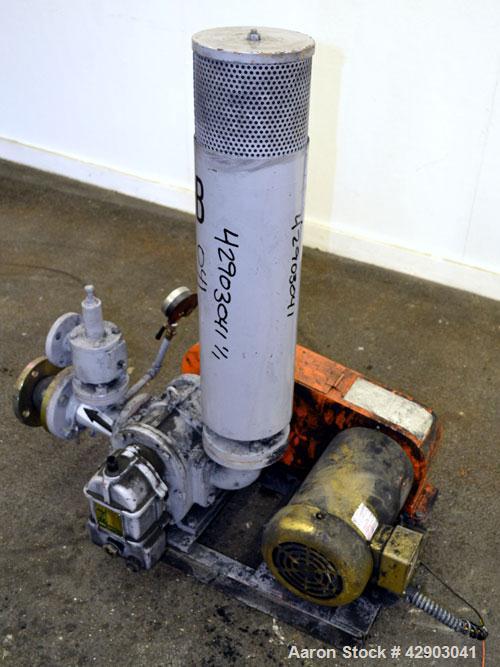 Used ITO Engineering Rotary Positive Displacement Blower, Model IRS-65L, Carbon Steel. Approximate capacity 2 cubic meters per minute (70 CFM) at 1300 rpm. 2” Inlet/outlet. Driven by a 3hp, 3/60/230/...