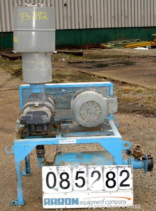 USED: MD Pneumatics Inc vacuum conveying system, carbon steel,consisting of: (1) MD Pneumatics rotary positive displacement blower, model 46-4009, approximate capacity 49-497 cfm, .152 displacement c...