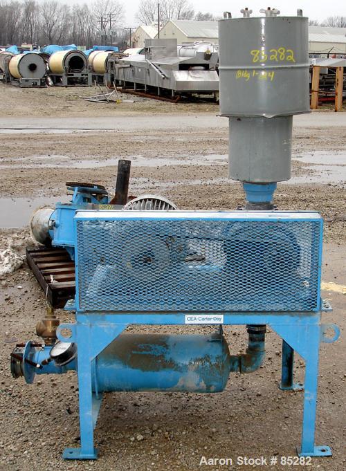 USED: MD Pneumatics Inc vacuum conveying system, carbon steel,consisting of: (1) MD Pneumatics rotary positive displacement blower, model 46-4009, approximate capacity 49-497 cfm, .152 displacement c...