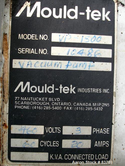 USED: Mould Tek Vacuum Conveying System, model VP1500, carbon steel, consisting of (1) Sutorbilt rotary positive displacement blower, model 5MP. Approximate capacity 292 cfm at 12.3 bhp at 7 psi. .21...