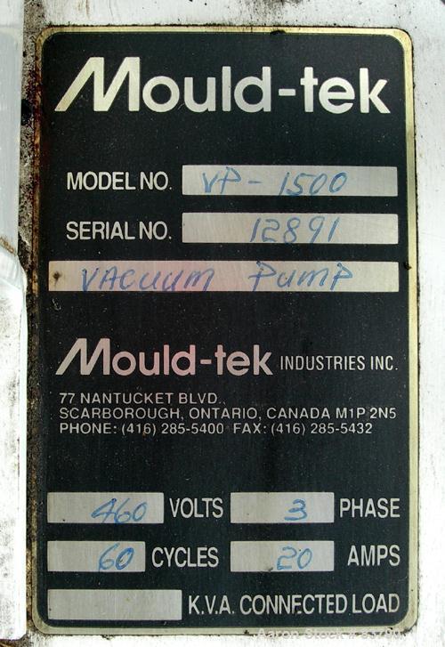 USED: Mould Tek Vacuum Conveying System, model VP1500, carbon steel, consisting of (1) Sutorbilt rotary positive displacement blower, model 5MP. Approximate capacity 292 cfm at 12.3 bhp at 7 psi. .21...