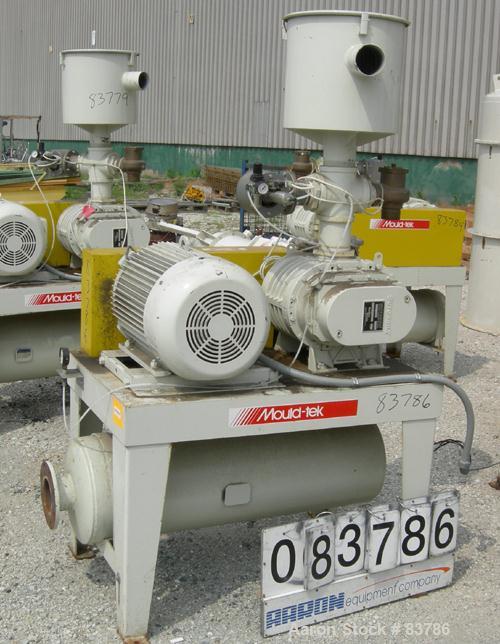 USED: Mould Tek vacuum conveying system, model VP3000, carbon steel. Consisting of (1) Sutorbilt rotary positive displacement blower, model 6MP. Approximate capacity 558 cfm at 22.4 bhp at 7 psi. .38...