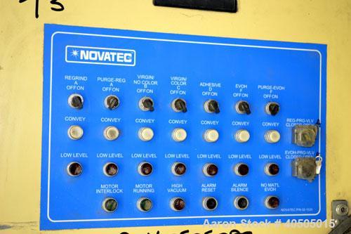 Used Novatec Vacuum Loading System Consisting Of: (1) Roots Universal RAI Blower, model 56 URAI, serial# 0205945332. Approximate 276 CFM, 14" HGV, 11.8 BHP. Driven by a 15hp, 3/60/230/460 volt, 1770 ...