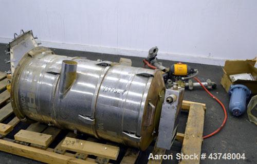 Used PIAB Vacuum Conveyor, Model VCP800, 316 Stainless Steel. Housing approximately 22" diameter x 38" long, rated 150 pounds per minute. Includes miscellaneous parts and valves.