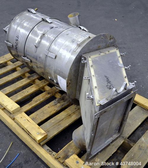 Used PIAB Vacuum Conveyor, Model VCP800, 316 Stainless Steel. Housing approximately 22" diameter x 38" long, rated 150 pounds per minute. Includes miscellaneous parts and valves.