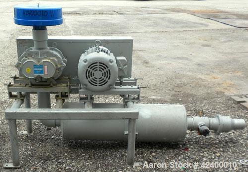 Used Roots Vacuum Conveying System, consisting of: (1) Roots Universal RAI horizontal rotary positive displacement blower, model 56U-RAI. Approximate 158 cfm at 1760 rpm at 14’’ HGV. 4" NPT inlet/out...