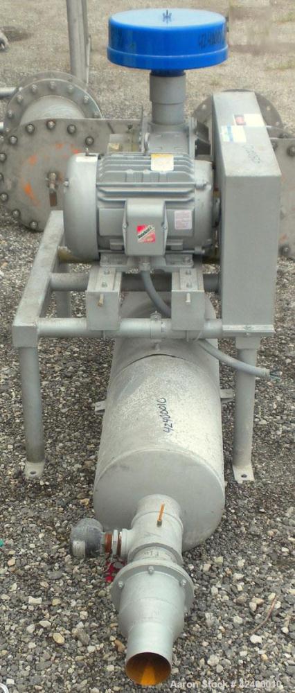 Used Roots Vacuum Conveying System, consisting of: (1) Roots Universal RAI horizontal rotary positive displacement blower, model 56U-RAI. Approximate 158 cfm at 1760 rpm at 14’’ HGV. 4" NPT inlet/out...