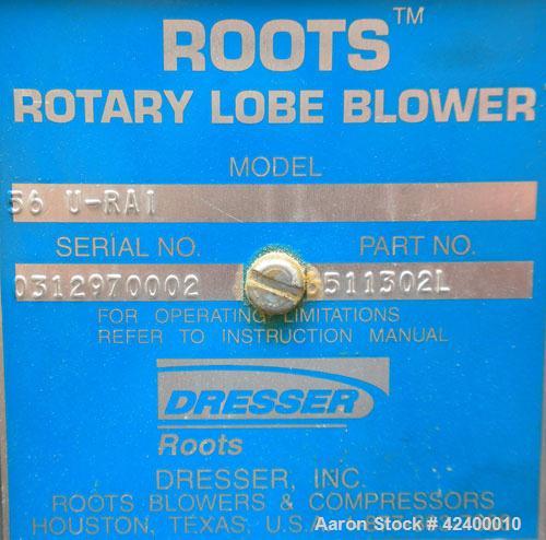 Used Roots Vacuum Conveying System, consisting of: (1) Roots Universal RAI horizontal rotary positive displacement blower, model 56U-RAI. Approximate 158 cfm at 1760 rpm at 14’’ HGV. 4" NPT inlet/out...