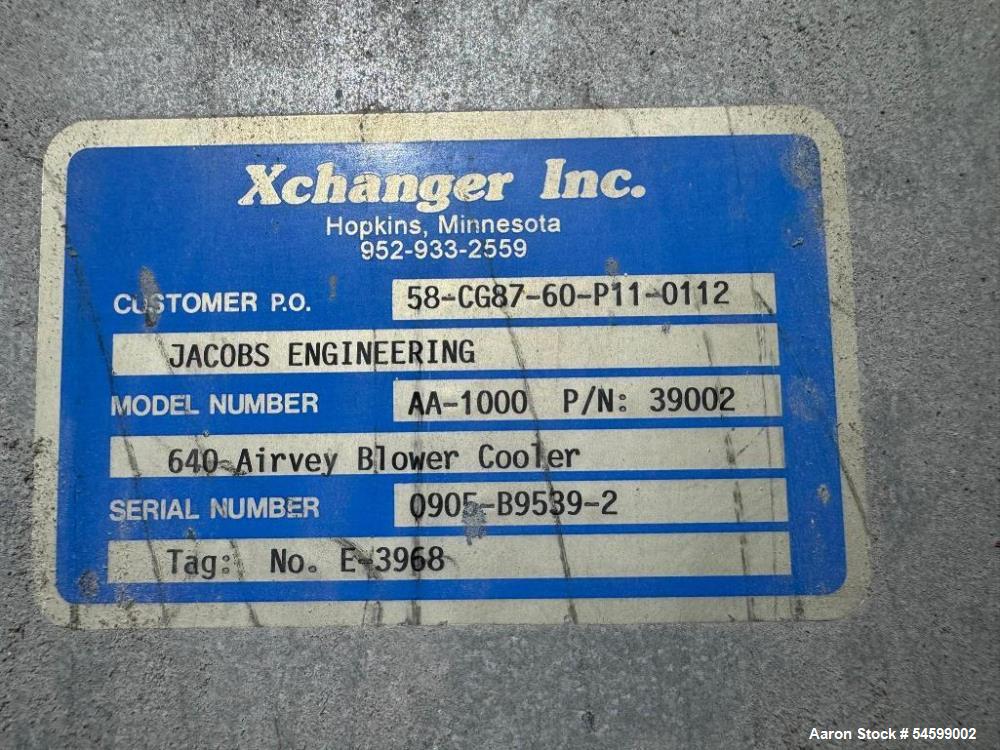 Used Vacuum Conveying System Consisting of: (1) Spencer Vacuum Cleaner, Model# 36-STA.V.C, Serial# 209686. With 50-Horsepower Motor. (1) Xchanger Air Heat Exchanger, Model# AA-1000, Serial# 0905-B953...
