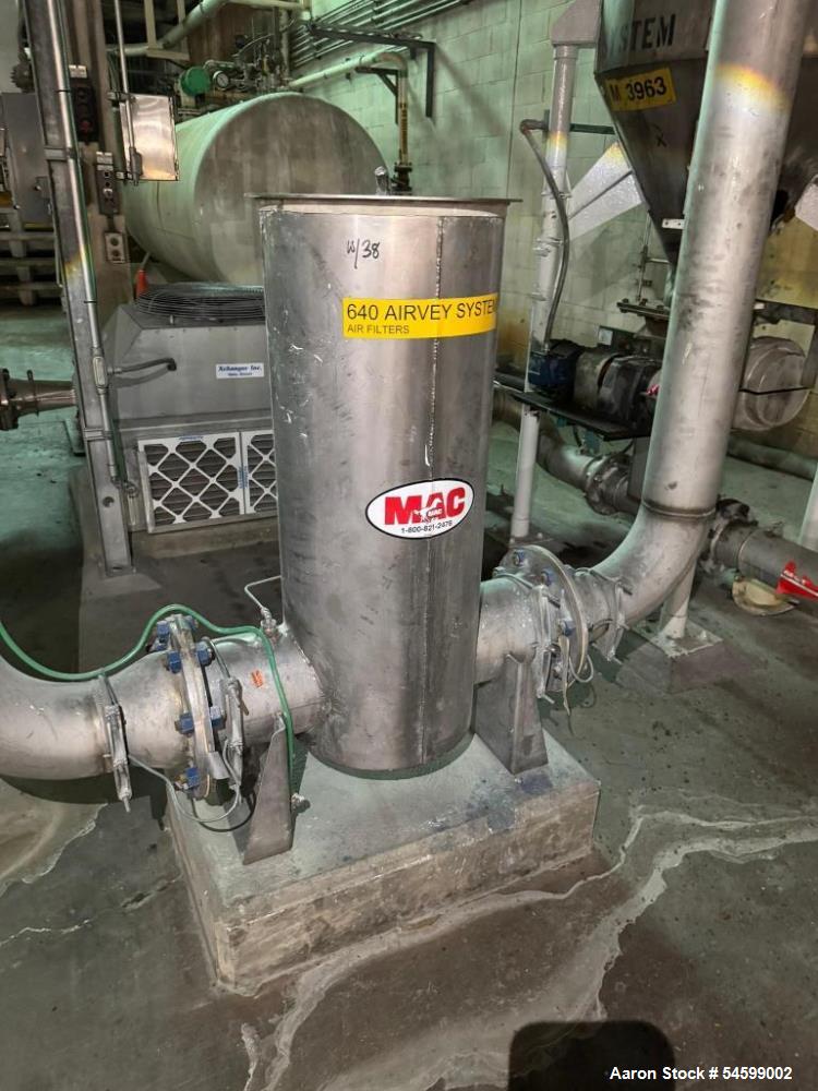 Used Vacuum Conveying System Consisting of: (1) Spencer Vacuum Cleaner, Model# 36-STA.V.C, Serial# 209686. With 50-Horsepower Motor. (1) Xchanger Air Heat Exchanger, Model# AA-1000, Serial# 0905-B953...
