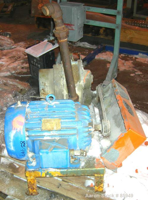 Used Sutorbilt High Pressure Vertical Rotary Positive Displacement Blower, Model 5HVF, carbon steel. Approximate capacity 191 cfm at 8.2 bhp at 7 psi.  .140 displacement cubic feet revolution, 2-1/2"...