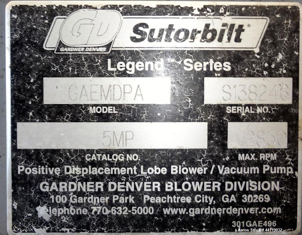 Used Gardner Denver Sutorbilt Legend Series Medium Pressure Horizontal Rotary Positive Displacement Blower, Model 5MP