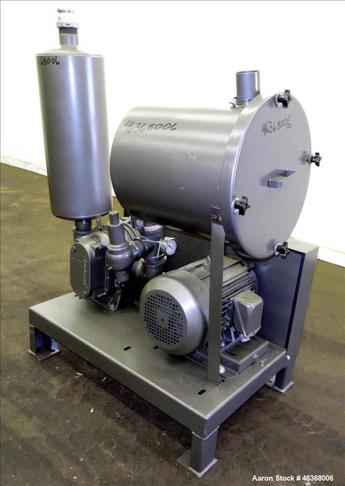 Used Sutorbilt Medium Pressure Vacuum Loading System consisting of: (1) Sutorbilt vertical rotary positive displacement blower, model 4M. Approximately 50 cfm, 2.5" inlet and outlet. Driven by an app...