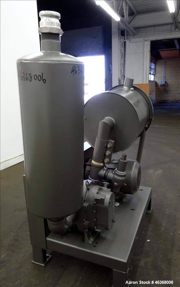 Used Sutorbilt Medium Pressure Vacuum Loading System consisting of: (1) Sutorbilt vertical rotary positive displacement blower, model 4M. Approximately 50 cfm, 2.5" inlet and outlet. Driven by an app...