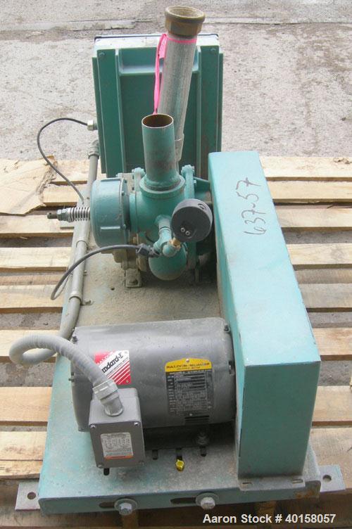 Used UnaDyn Vacuum Loader, Model VTP5. (1) Vertical Roots blower, model 24-U-RAI,  approximately 12 cfm at 1160 rpm. 2" NPT inlet/outlet. Driven by a 5 hp, 3/60/208-230/460 volt, 1750 rpm motor. Incl...