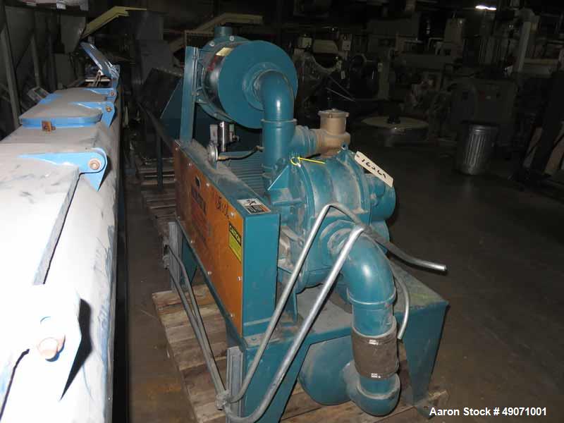 Used Walton Stout vacuum loading system consisting of: (1) Roots blower, model 68U-RAI, serial# SR00048681. Driven by a 30hp motor, with (1) silencer, filter, and an Approximate 18" diameter x 68" ta...