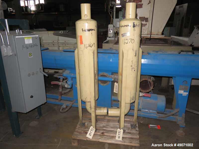 Used Walton Stout vacuum loading system consisting of: (1) Roots blower, model 68U-RAI, serial# SR00048679. Driven by a 30hp motor, with (1) silencer, filter, and an Approximate 18" diameter x 68" ta...