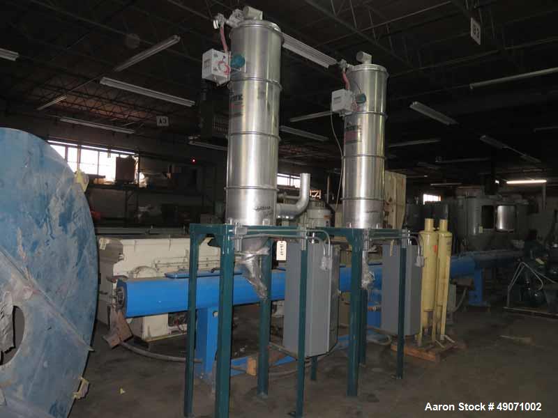 Used Walton Stout vacuum loading system consisting of: (1) Roots blower, model 68U-RAI, serial# SR00048679. Driven by a 30hp motor, with (1) silencer, filter, and an Approximate 18" diameter x 68" ta...