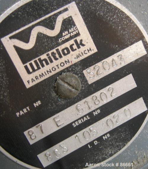 Used Whitlock Vacuum Conveying System Consisting Of (1) Whitlock horizontal blower, model 52043, driven by a 5 HP, 3/60/208-230/460 Volt, 1725 RPM motor. Unit includes a filter, silencer and control ...